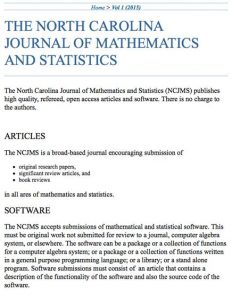 North Carolina Journal of Mathematics and Statistics